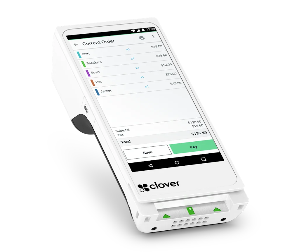 Clover Flex handheld showing an order screen
