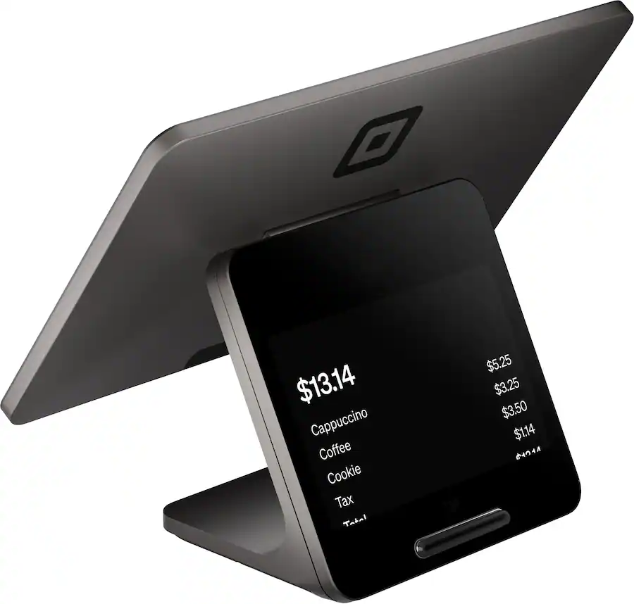 Square Register point-of-sale system with customer-facing display